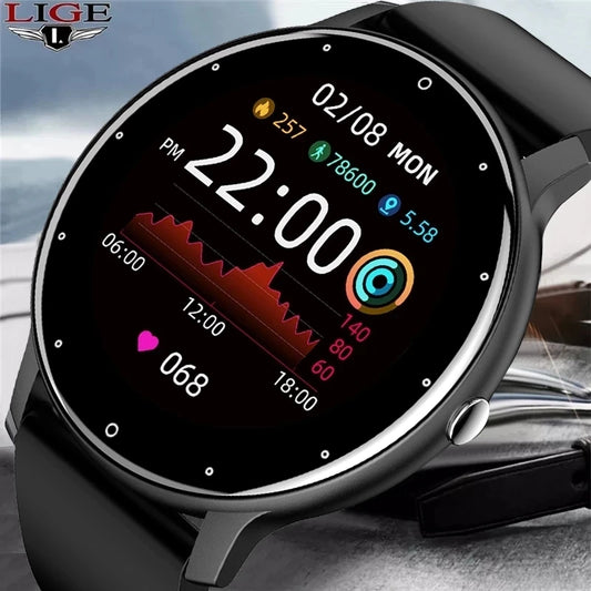 Smart Watch Men LIGE 2021; Full Touch Screen Sport Fitness Watch IP67 Waterproof with Bluetooth For Android & IOS smartwatch.