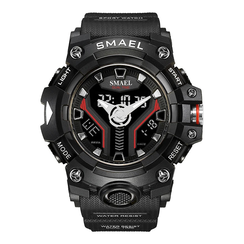 Smart Sport Watch Men / Male  SMAEL, Waterproof, LED, Digital with Stopwatch Function, Big Dial Wristwatch Clock Series 8075 Quartz Watches.