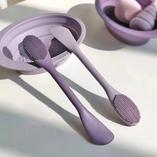 Double Head Silicone Facial Mask Brush, Facial Massage Cleaning Brush, DIY Mud Scraper Facial Care Tool  for SPA & Beauty Salon