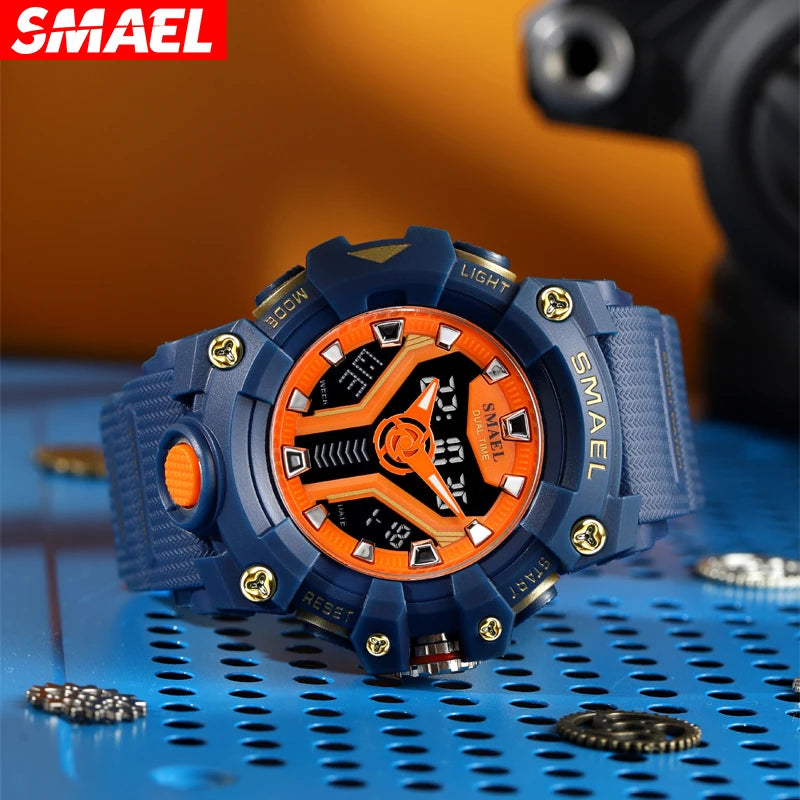 Smart Sport Watch Men / Male  SMAEL, Waterproof, LED, Digital with Stopwatch Function, Big Dial Wristwatch Clock Series 8075 Quartz Watches.