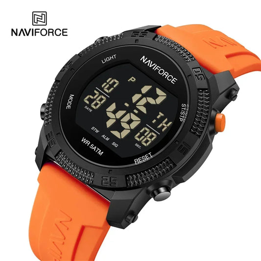 Smart Watches NAVIFORCE for Men, Fashion Digital 50M Waterproof Ideal for Sports, Outdoor, Diving. Smart Masculine Design Rubber Watch, Perfect Gift for Boyfriend/Men.