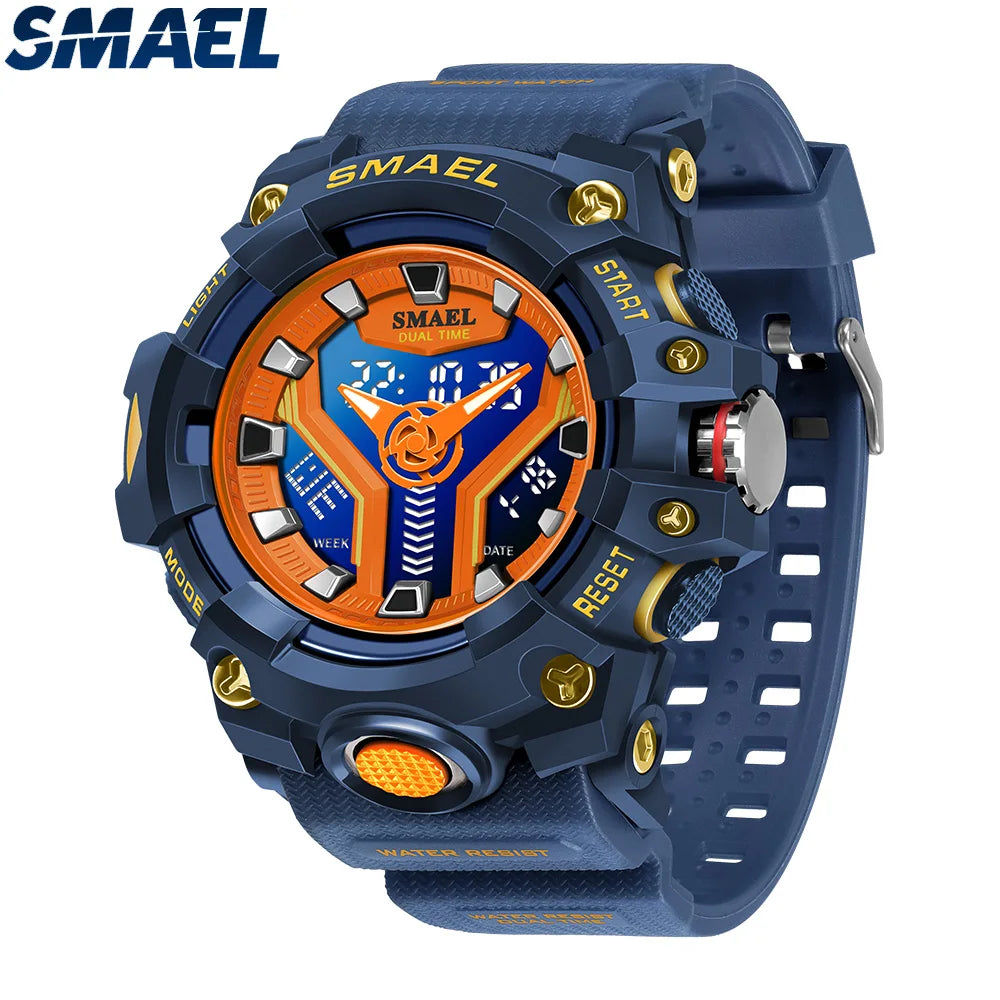 Smart Sport Watch Men / Male  SMAEL, Waterproof, LED, Digital with Stopwatch Function, Big Dial Wristwatch Clock Series 8075 Quartz Watches.