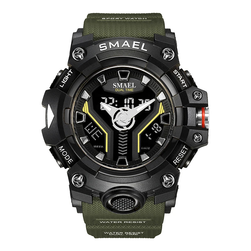 Smart Sport Watch Men / Male  SMAEL, Waterproof, LED, Digital with Stopwatch Function, Big Dial Wristwatch Clock Series 8075 Quartz Watches.