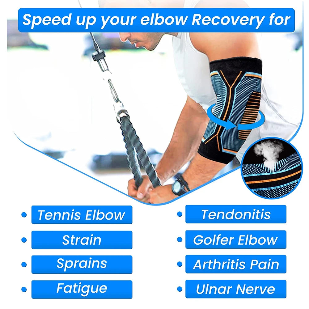 Fitness Elbow Brace Compression Support Sleeve for Tendonitis, Tennis Elbow, Golf Elbow Treatment, Reduce Joint Pain - 1Pcs